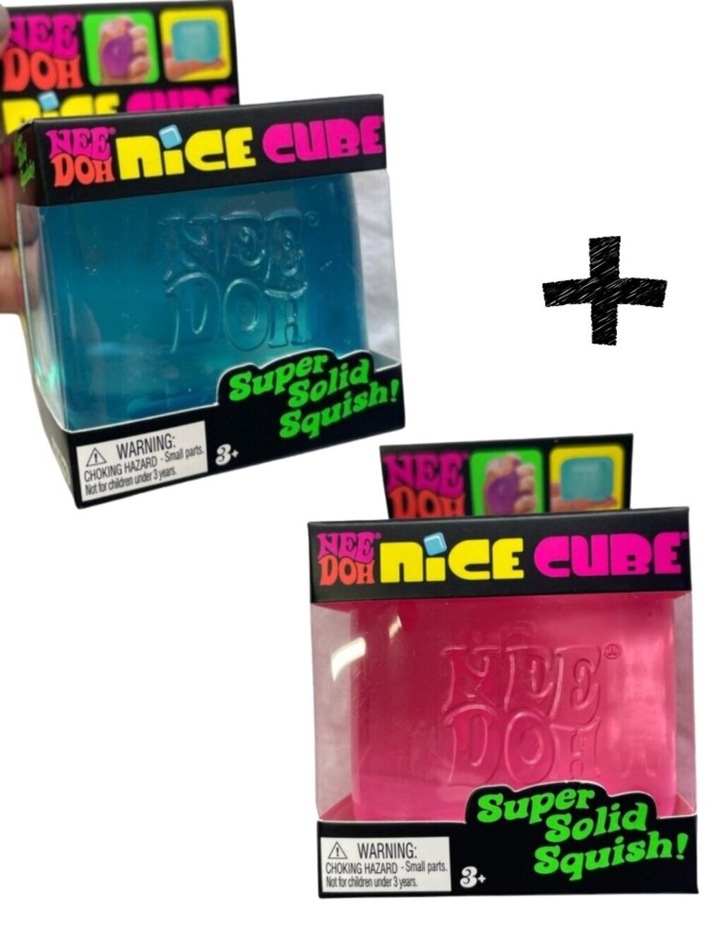 💙🩷 NEW Lot of 2 NeeDoh Nice Cubes 🔥PINK & BLUE 🔥RARE